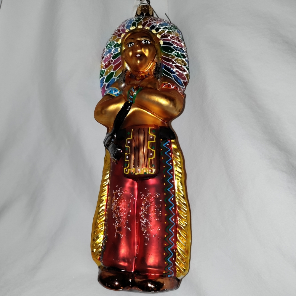 Christopher Radko American Indian Chief Ornament RARE, RETIRED!